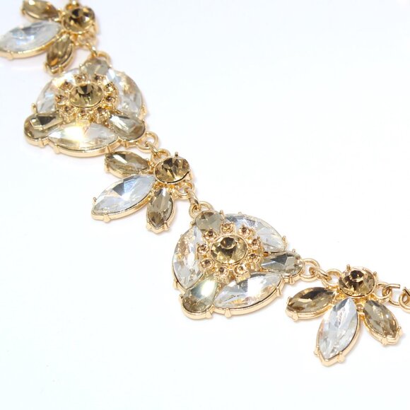 NWT Catherine Stein Clear and Amber Stone Gold-tone Statement Necklace - Picture 4 of 5